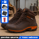Kit Bota Rokar Masculina en Cuero Legítimo, Punta de Acero y Plantilla Ortopédica +3 REGALOS: Reloj, Cinturón y Billetera