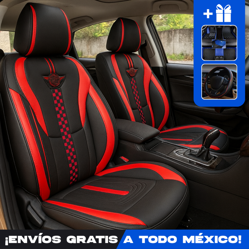 Funda Deluxe para Asiento de Auto en Piel Genuina Universal +REGALO: Alfombra Completa