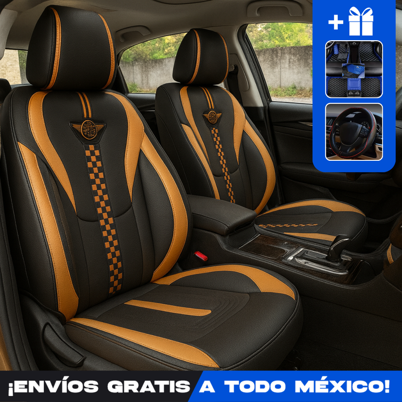 Funda Deluxe para Asiento de Auto en Piel Genuina Universal +REGALO: Alfombra Completa