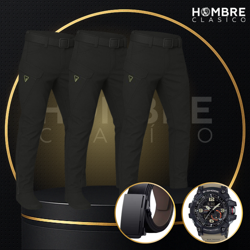 Llevate 3 y pagá solo 2 – Pantalón Táctico Militar Bunker en tela RipStop y Poliéster + REGALO: Cinturón Táctico y Reloj