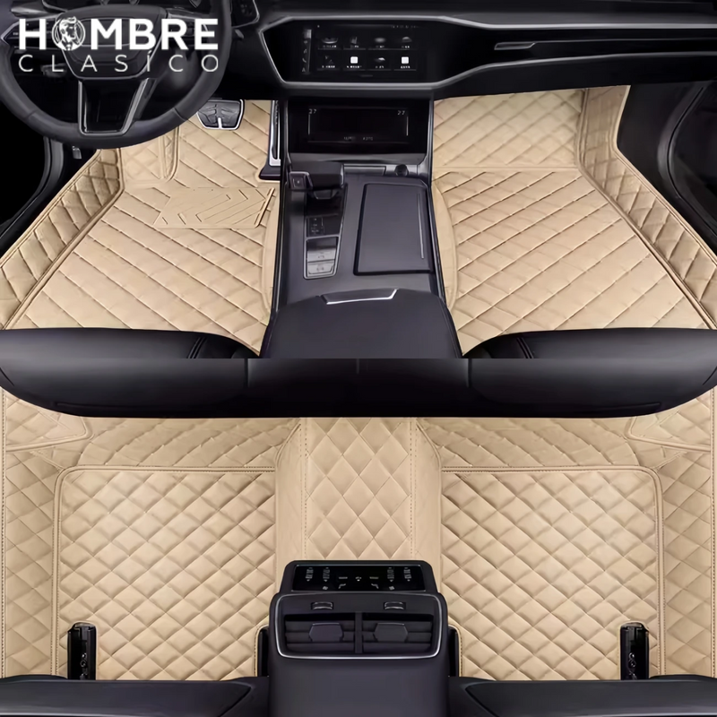 Conjunto de 5 Alfombras Automotrices Racer en Cuero Legítimo (¡Calidad y Confort!) +REGALOS: Mini Aspiradora