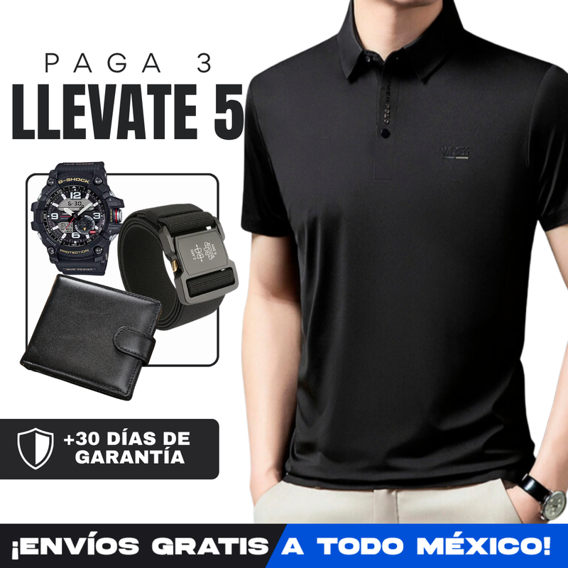 [Llevá 5, Pagá 3] Camisa Polo de Hombre Lanux en Algodón y Poliéster +REGALOS: Reloj, Cinturón y Billetera
