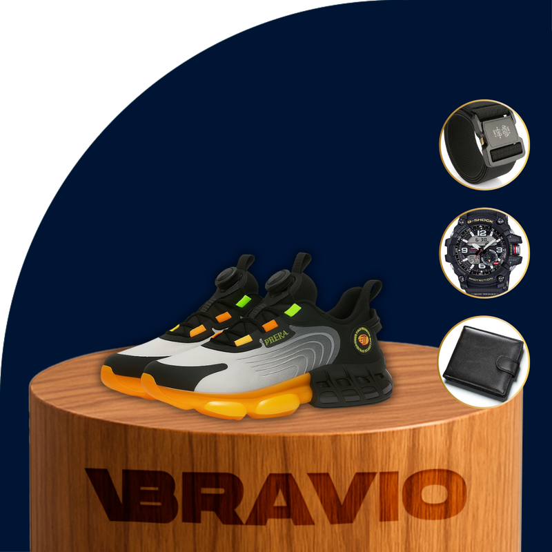 Zapatillas de Hombre Amax con Plantilla Ortopédica y Ajuste con Polea +REGALOS: Cinturón, Billetera y Reloj
