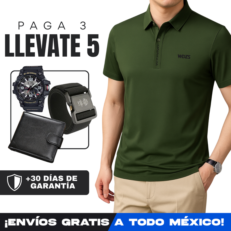 [Llevá 5, Pagá 3] Camisa Polo de Hombre Lanux en Algodón y Poliéster +REGALOS: Reloj, Cinturón y Billetera