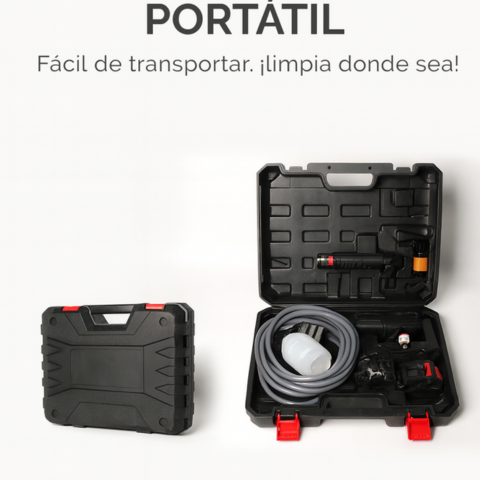 Lavadora de Alta Presión Inalámbrica con Regulación y Tanque para Detergente + REGALOS: 2 Baterías Extras