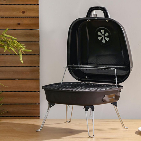 Parrilla Portátil de Hierro Fundido con Rejilla y Patas Plegables +REGALO: Kit Completo de Brochettes