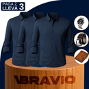 [Llevá 3 Pagá 2] Camisa Social en Seda Hielo y Poliéster Premium + REGALOS: Cinturón, Reloj y Billetera