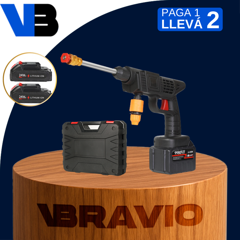 Lavadora de Alta Presión Inalámbrica con Regulación y Tanque para Detergente + REGALOS: 2 Baterías Extras